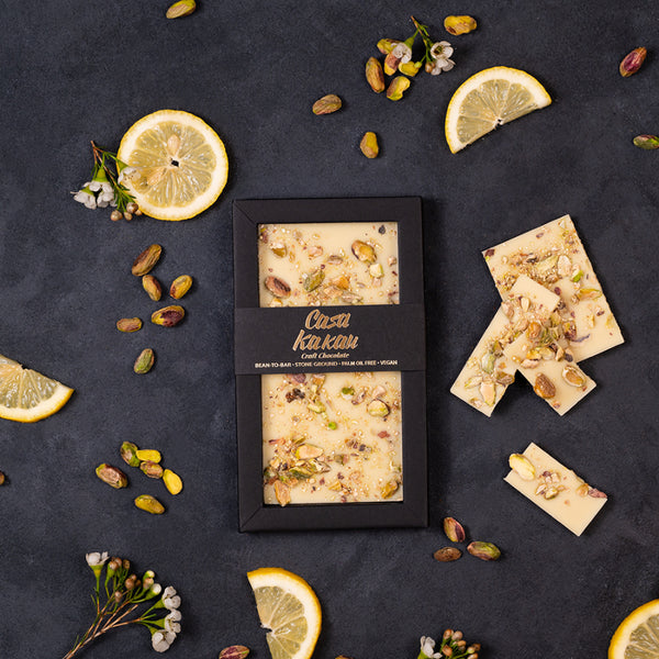 WHITE CHOCOLATE WITH PISTACHIOS AND LEMON